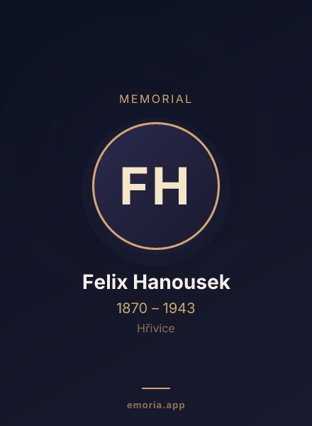 Memorial portrait of Felix Hanousek