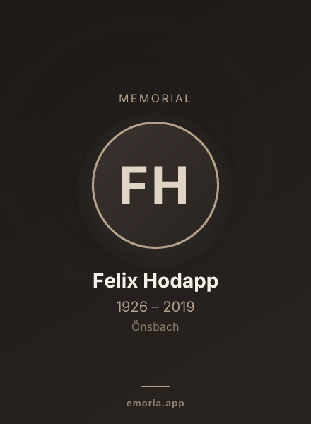 Memorial portrait of Felix Hodapp