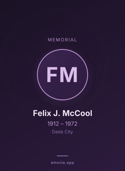 Memorial portrait of Felix J. McCool