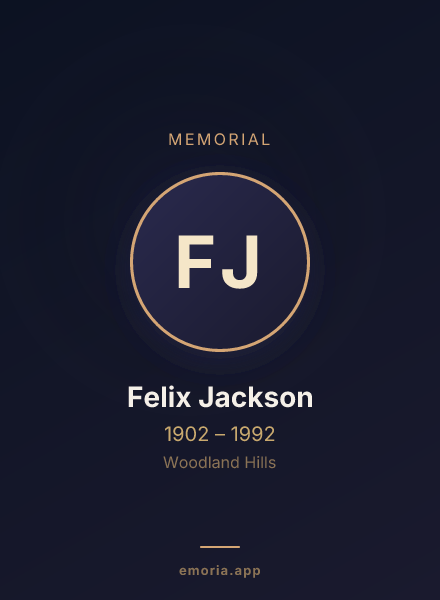 Memorial portrait of Felix Jackson