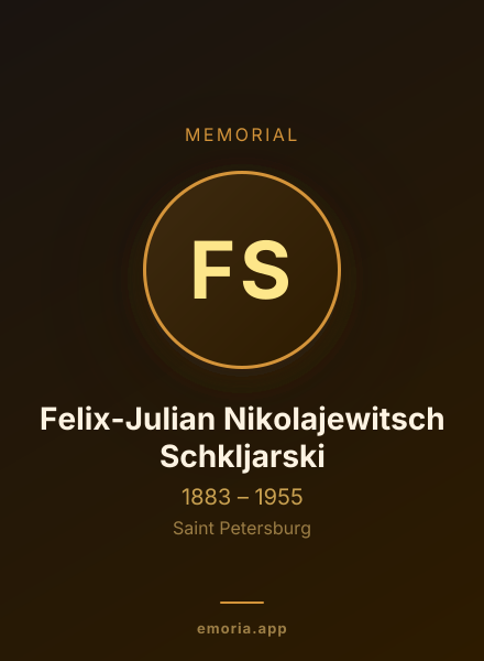 Memorial portrait of Felix-Julian Nikolajewitsch Schkljarski