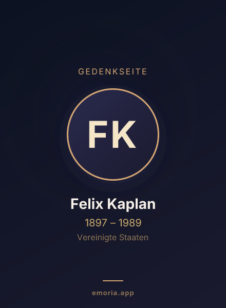 Gedenkportrait von Felix Kaplan