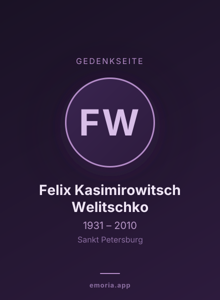 Gedenkportrait von Felix Kasimirowitsch Welitschko