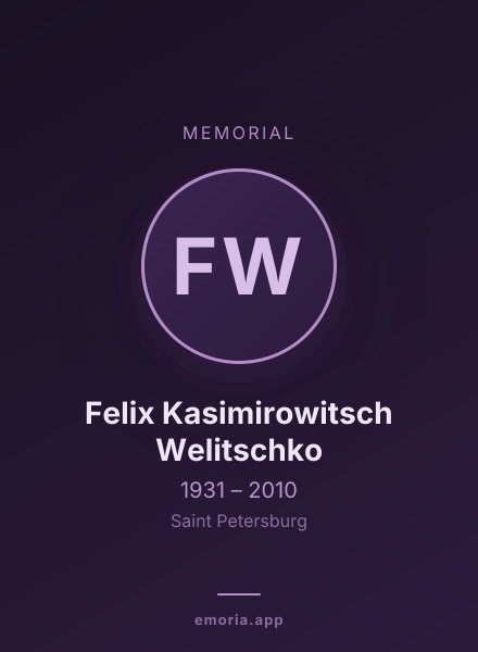 Memorial portrait of Felix Kasimirowitsch Welitschko