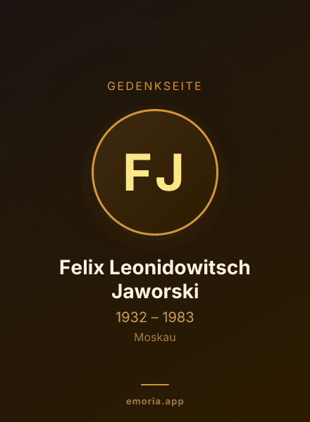 Gedenkportrait von Felix Leonidowitsch Jaworski