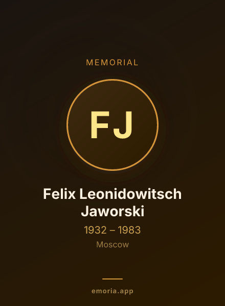 Memorial portrait of Felix Leonidowitsch Jaworski