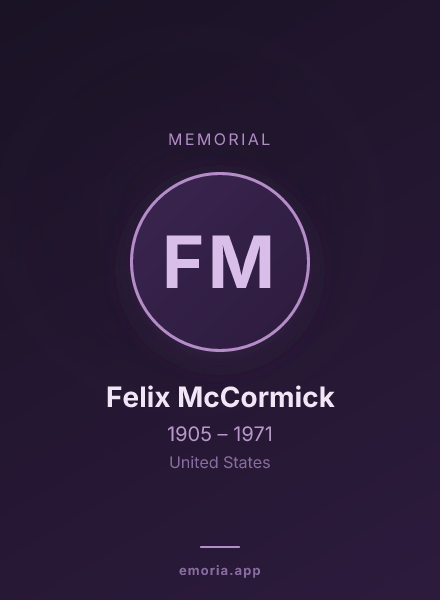 Memorial portrait of Felix McCormick