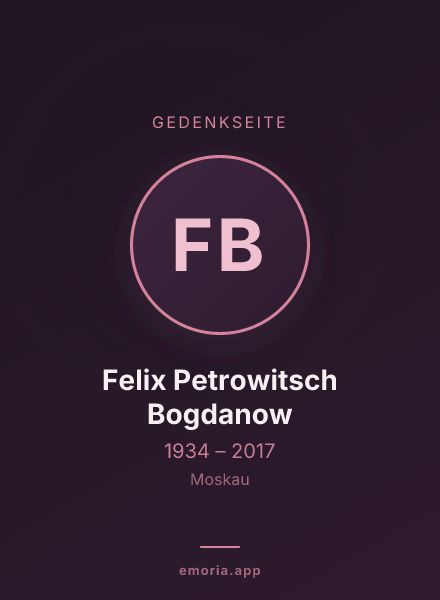 Gedenkportrait von Felix Petrowitsch Bogdanow