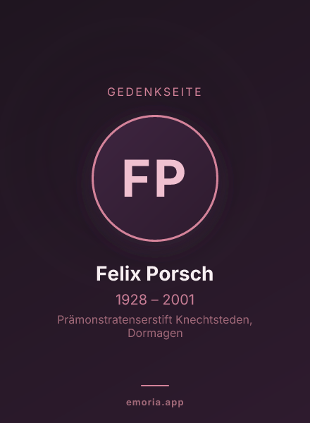 Gedenkportrait von Felix Porsch