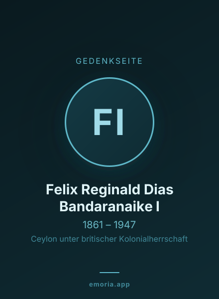 Gedenkportrait von Felix Reginald Dias Bandaranaike I