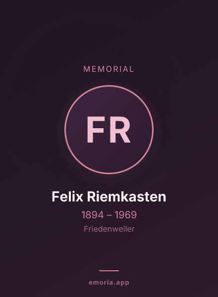 Memorial portrait of Felix Riemkasten