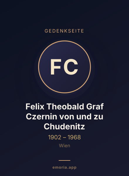 Gedenkportrait von Felix Theobald Graf Czernin von und zu Chudenitz