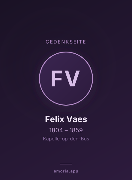 Gedenkportrait von Felix Vaes
