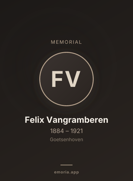 Memorial portrait of Felix Vangramberen