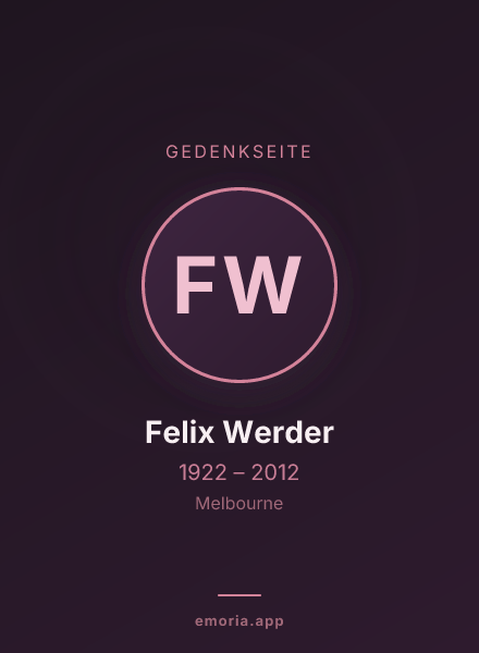 Gedenkportrait von Felix Werder