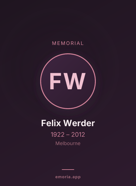 Memorial portrait of Felix Werder