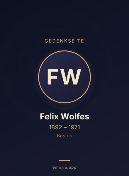 Gedenkportrait von Felix Wolfes