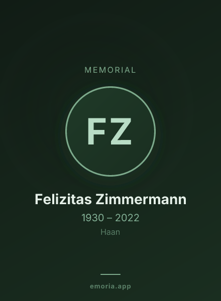 Memorial portrait of Felizitas Zimmermann
