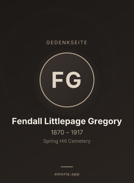 Gedenkportrait von Fendall Littlepage Gregory