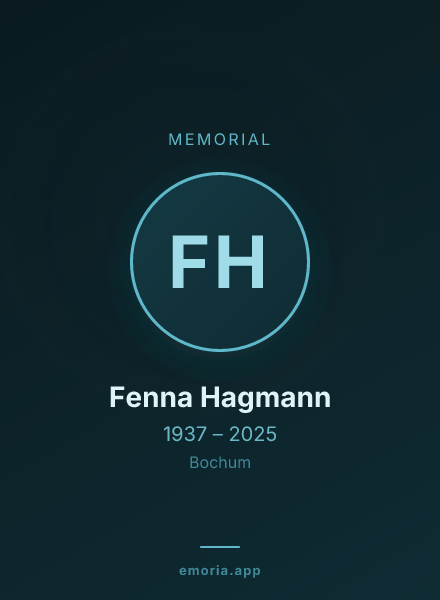 Memorial portrait of Fenna Hagmann