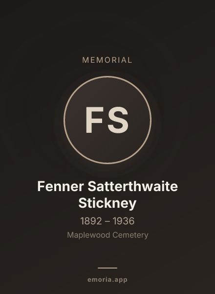 Memorial portrait of Fenner Satterthwaite Stickney