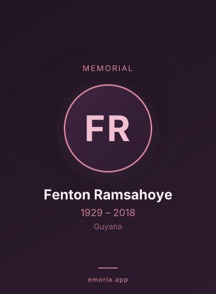 Memorial portrait of Fenton Ramsahoye
