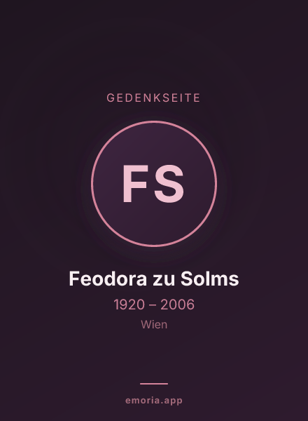 Gedenkportrait von Feodora zu Solms