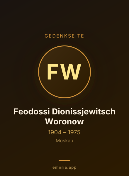 Gedenkportrait von Feodossi Dionissjewitsch Woronow
