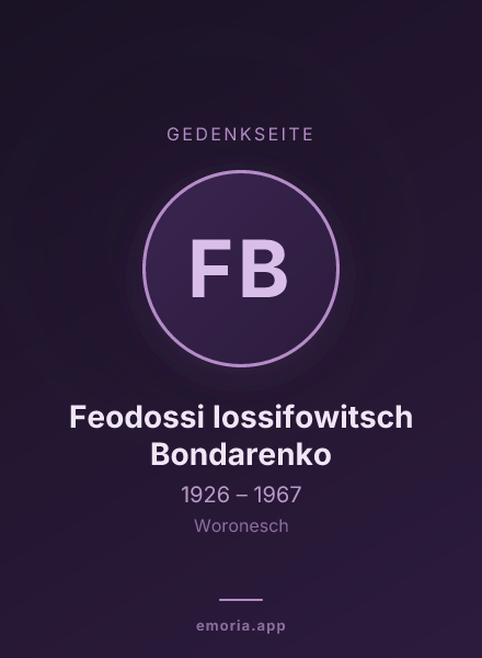 Gedenkportrait von Feodossi Iossifowitsch Bondarenko