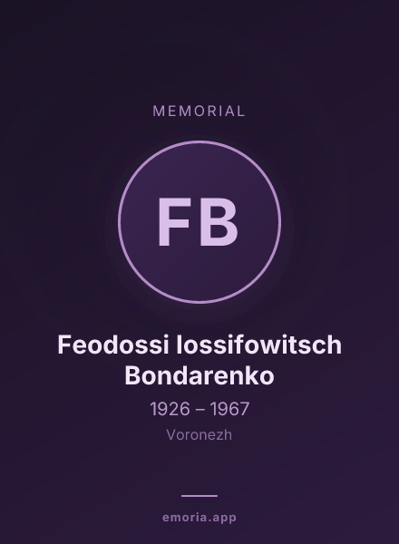 Memorial portrait of Feodossi Iossifowitsch Bondarenko