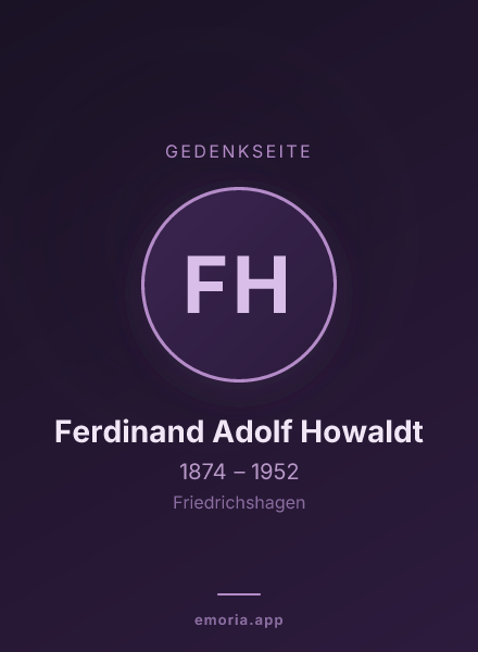 Gedenkportrait von Ferdinand Adolf Howaldt