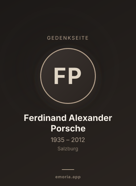 Gedenkportrait von Ferdinand Alexander Porsche