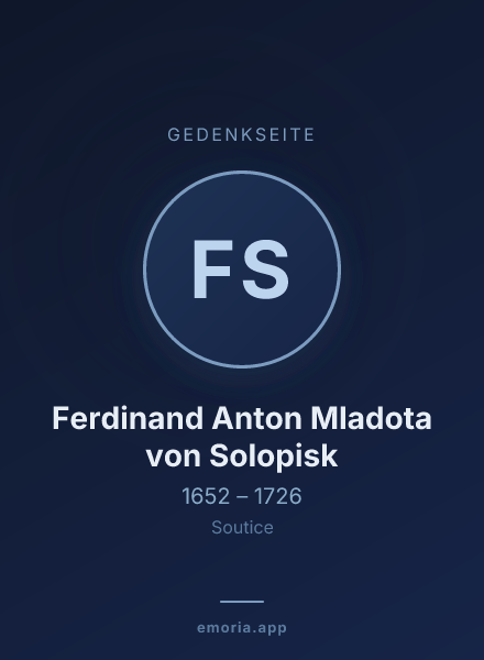 Gedenkportrait von Ferdinand Anton Mladota von Solopisk