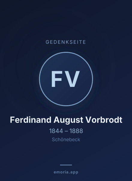 Gedenkportrait von Ferdinand August Vorbrodt