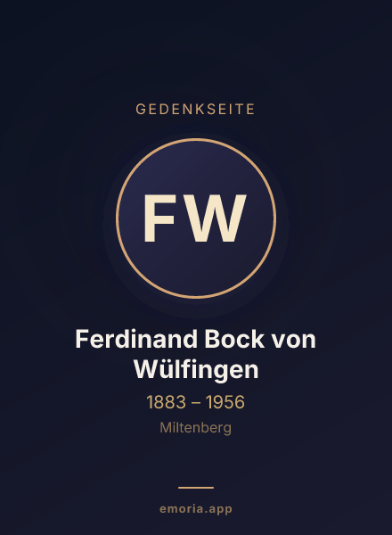 Gedenkportrait von Ferdinand Bock von Wülfingen