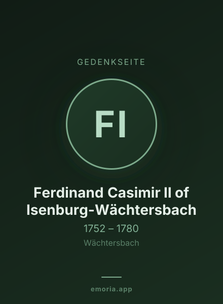 Gedenkportrait von Ferdinand Casimir II of Isenburg-Wächtersbach
