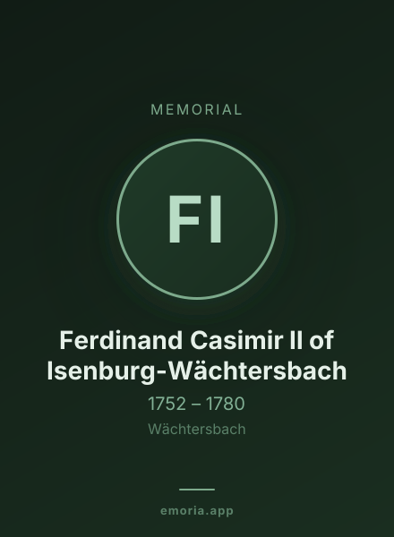 Memorial portrait of Ferdinand Casimir II of Isenburg-Wächtersbach