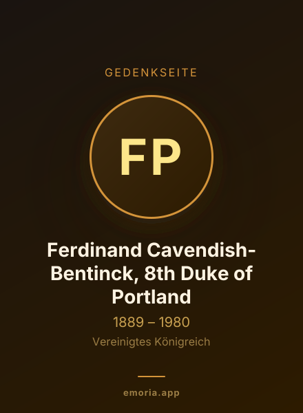 Gedenkportrait von Ferdinand Cavendish-Bentinck, 8th Duke of Portland