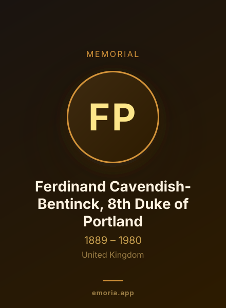 Memorial portrait of Ferdinand Cavendish-Bentinck, 8th Duke of Portland