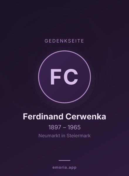 Gedenkportrait von Ferdinand Cerwenka