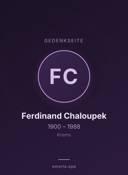 Gedenkportrait von Ferdinand Chaloupek