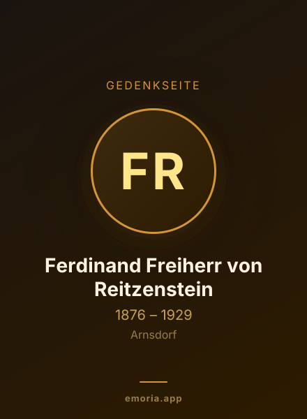 Gedenkportrait von Ferdinand Freiherr von Reitzenstein