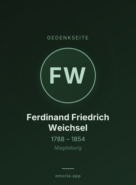 Gedenkportrait von Ferdinand Friedrich Weichsel