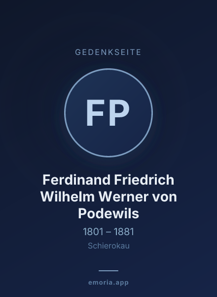 Gedenkportrait von Ferdinand Friedrich Wilhelm Werner von Podewils