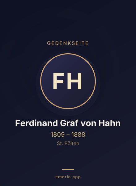 Gedenkportrait von Ferdinand Graf von Hahn