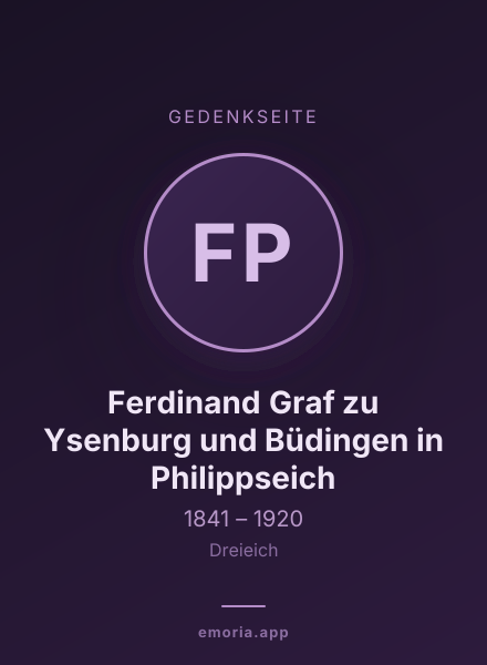 Gedenkportrait von Ferdinand Graf zu Ysenburg und Büdingen in Philippseich