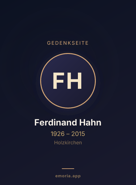 Gedenkportrait von Ferdinand Hahn