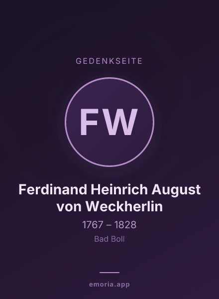 Gedenkportrait von Ferdinand Heinrich August von Weckherlin