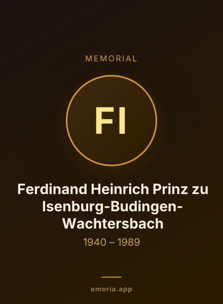 Memorial portrait of Ferdinand Heinrich Prinz zu Isenburg-Budingen-Wachtersbach