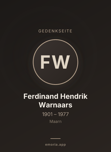 Gedenkportrait von Ferdinand Hendrik Warnaars